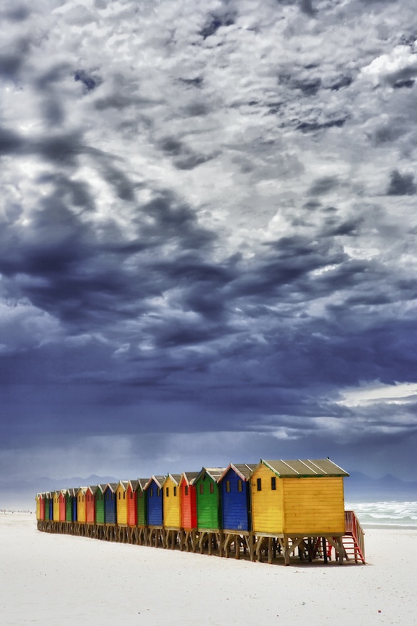 Beach Huts in Muizenberg, Cape Town.