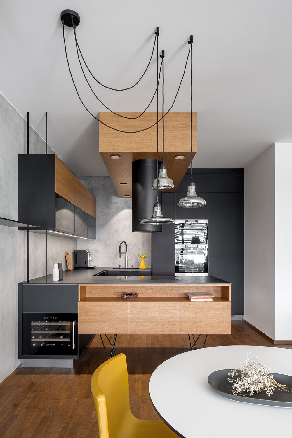 Black kitchen interior by boq architekti